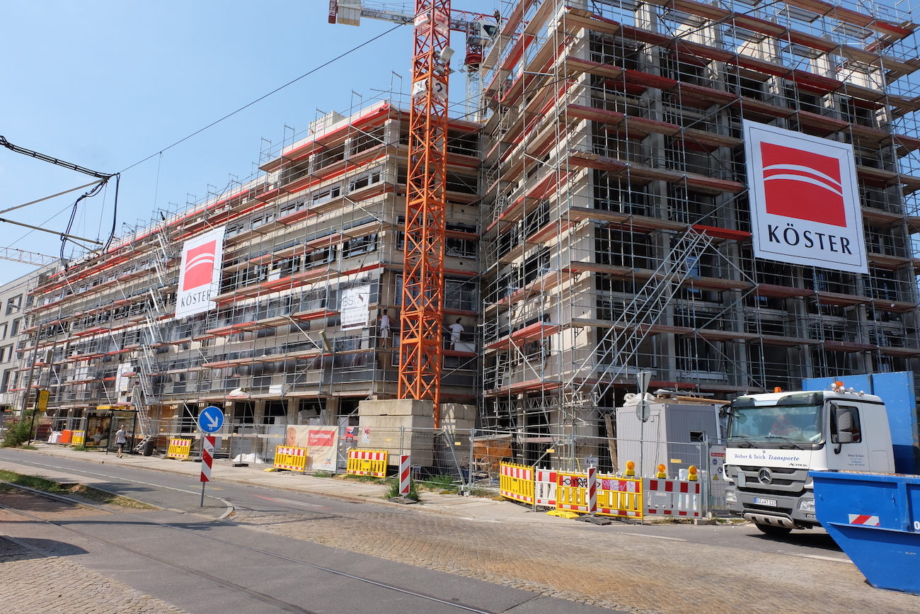 Foto vom Neubau eines Studentenwohnheims in Dresden